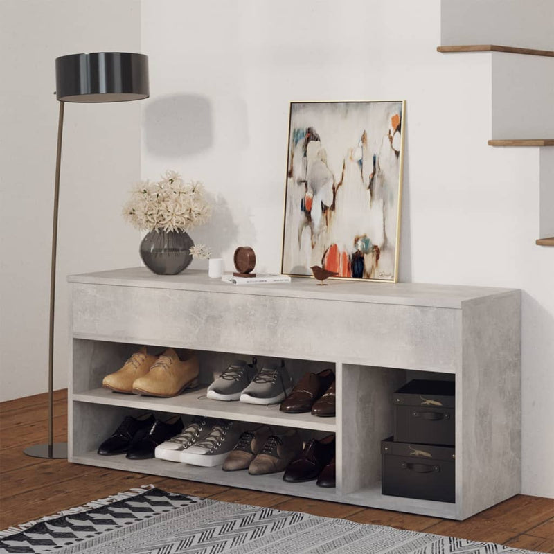 Vidaxl Shoes Bank 105x30x45 cm de madera procesada betongrijs