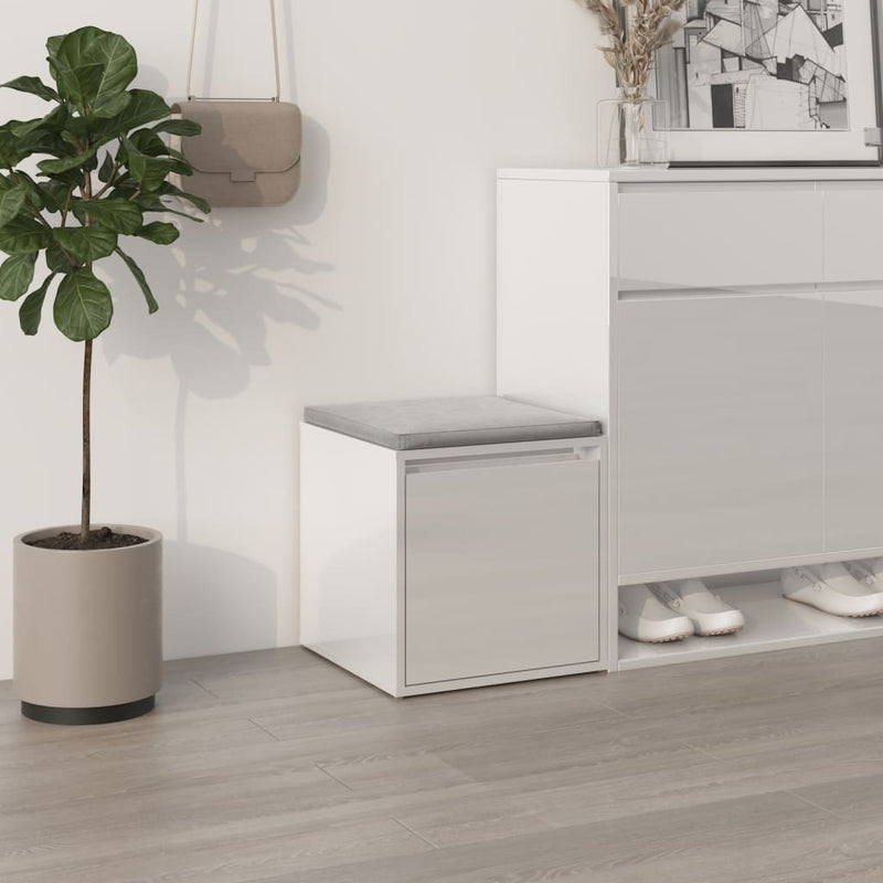 Caja de almacenamiento Vidaxl con cajón 40.5x40x40 cm de madera procesada blanca de alto brillo