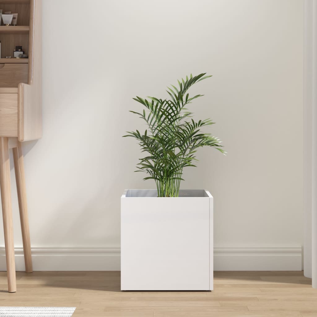 Vidaxl Planter Big 40x40x40 cm de madera procesada de alto brillo blanco