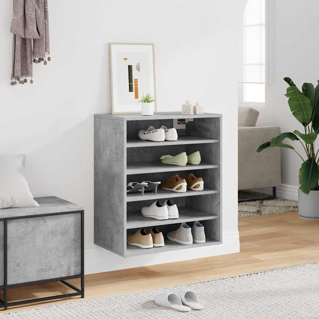 Gabinete de zapatos Vidaxl 60x35x70 cm de madera procesada betongrijs