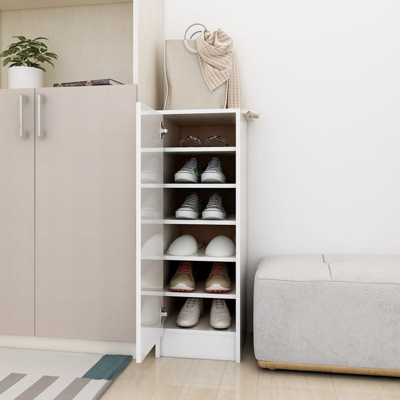Gabinete de zapatos Vidaxl 32 x 35 x 92 cm Mada de propiedad propiedad de alto brillo blanco
