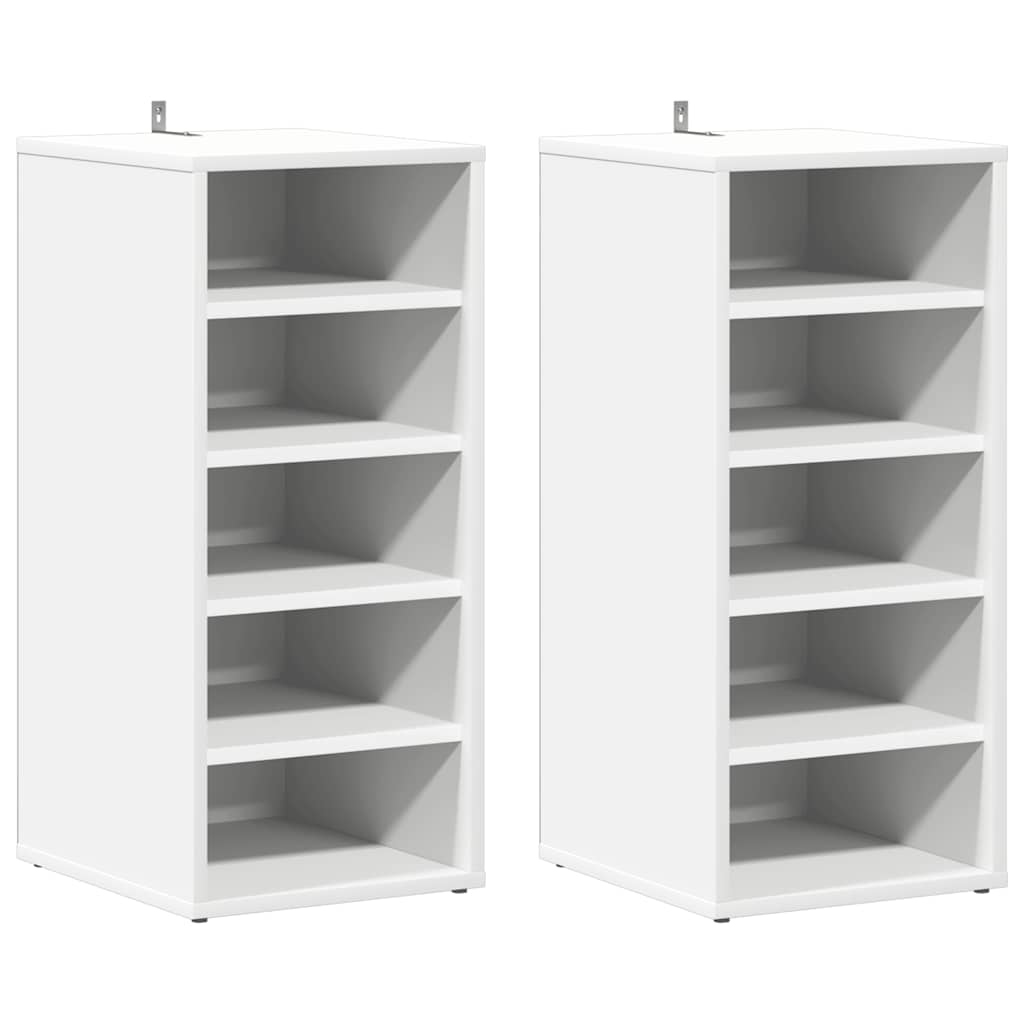 Gabinetes de zapatos Vidaxl 2 PCS 31.5x35x70 cm de madera procesada blanca