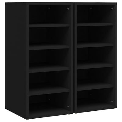 Gabinetes de zapatos Vidaxl 2 PCS 31.5x35x70 cm de madera procesada Negro
