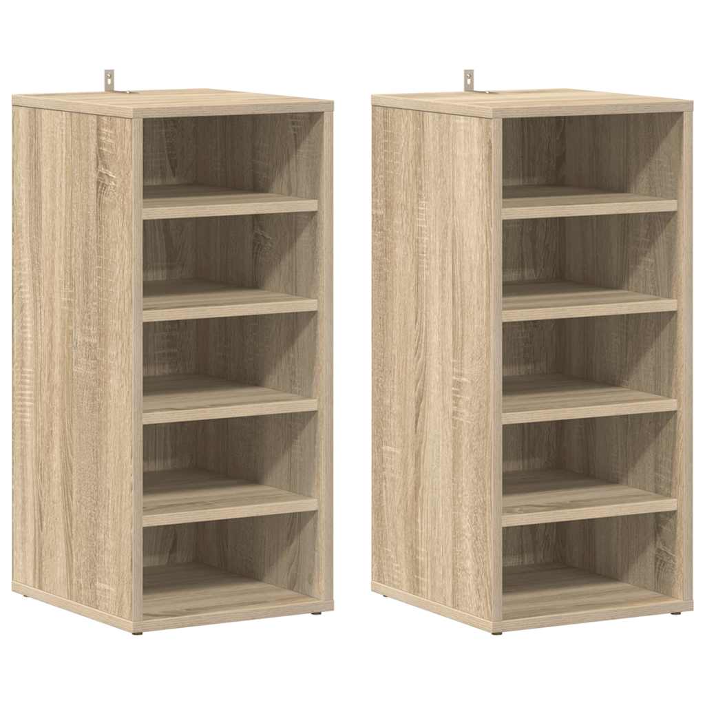 Vidaxl schoenenkasten 2 st 31,5x35x70 cm hout sonoma eikenkleur