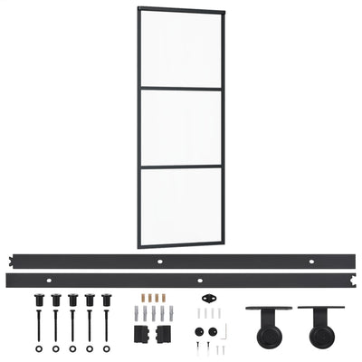 Porta scorrevole Vidaxl con pastella 76x205 cm in alluminio e vetro ESG
