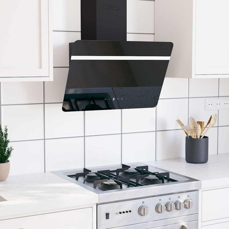 Vidaxl Capucha extractor de pared de 60 cm de acero y vidrio templado negro