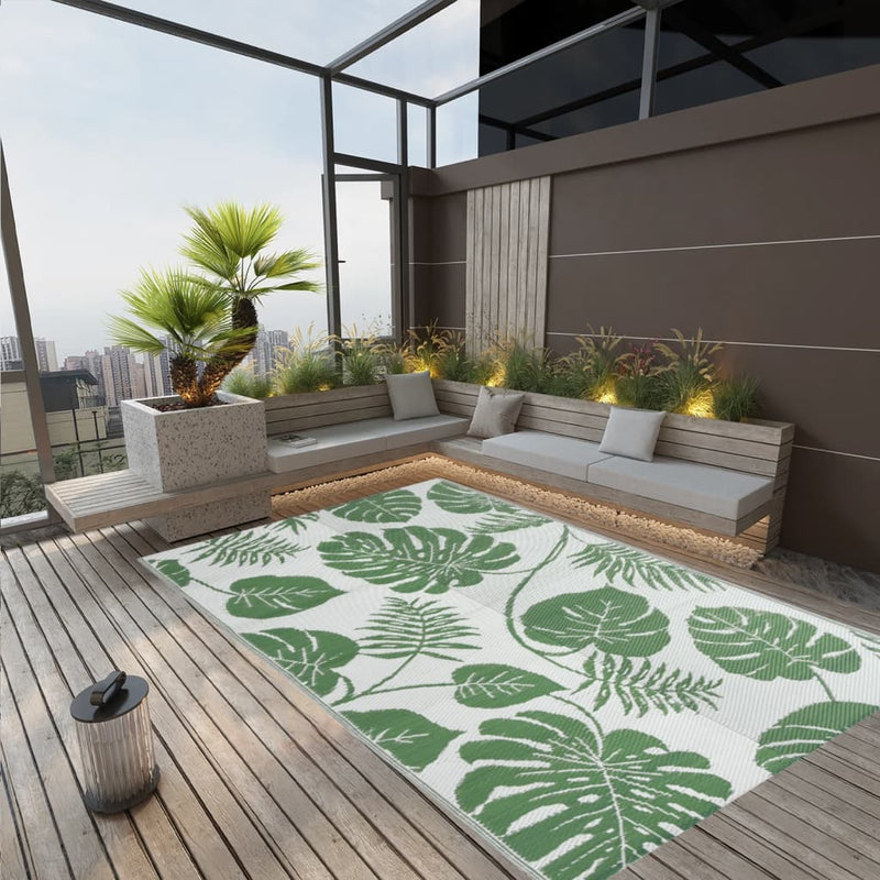 Vidaxl afuera de la alfombra 190x290 cm polipropeno verde