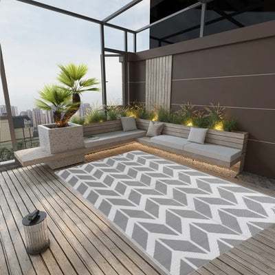 Vidaxl fuori tappeto 190x290 cm in polipropene grigio