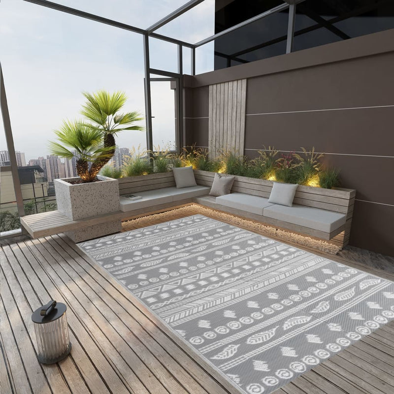 Vidaxl fuori tappeto 190x290 cm in polipropene grigio