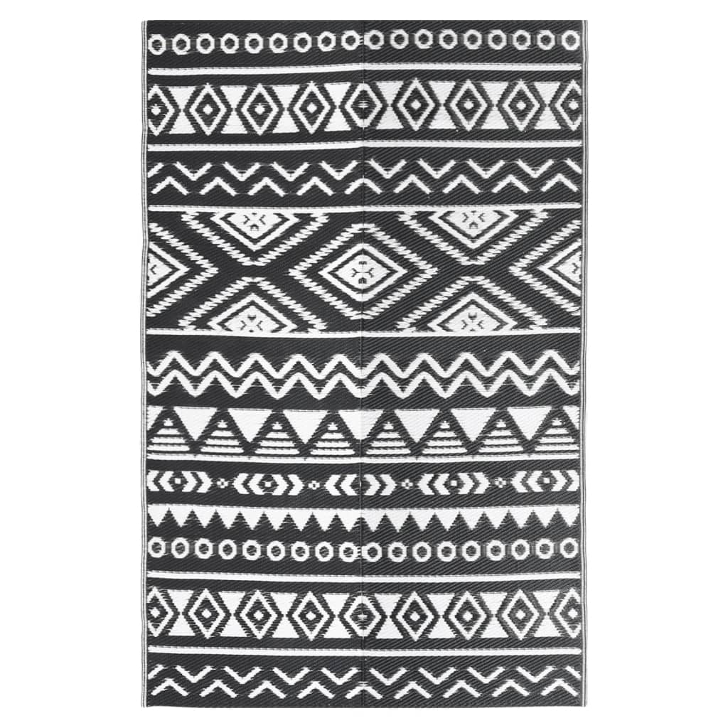 Vidaxl afuera de la alfombra 190x290 cm polipropeno negro