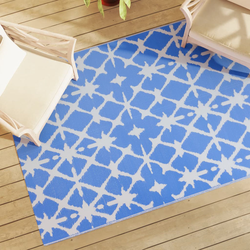 Vidaxl Tappeto esterno 140x200 cm Polypropene blu e bianco