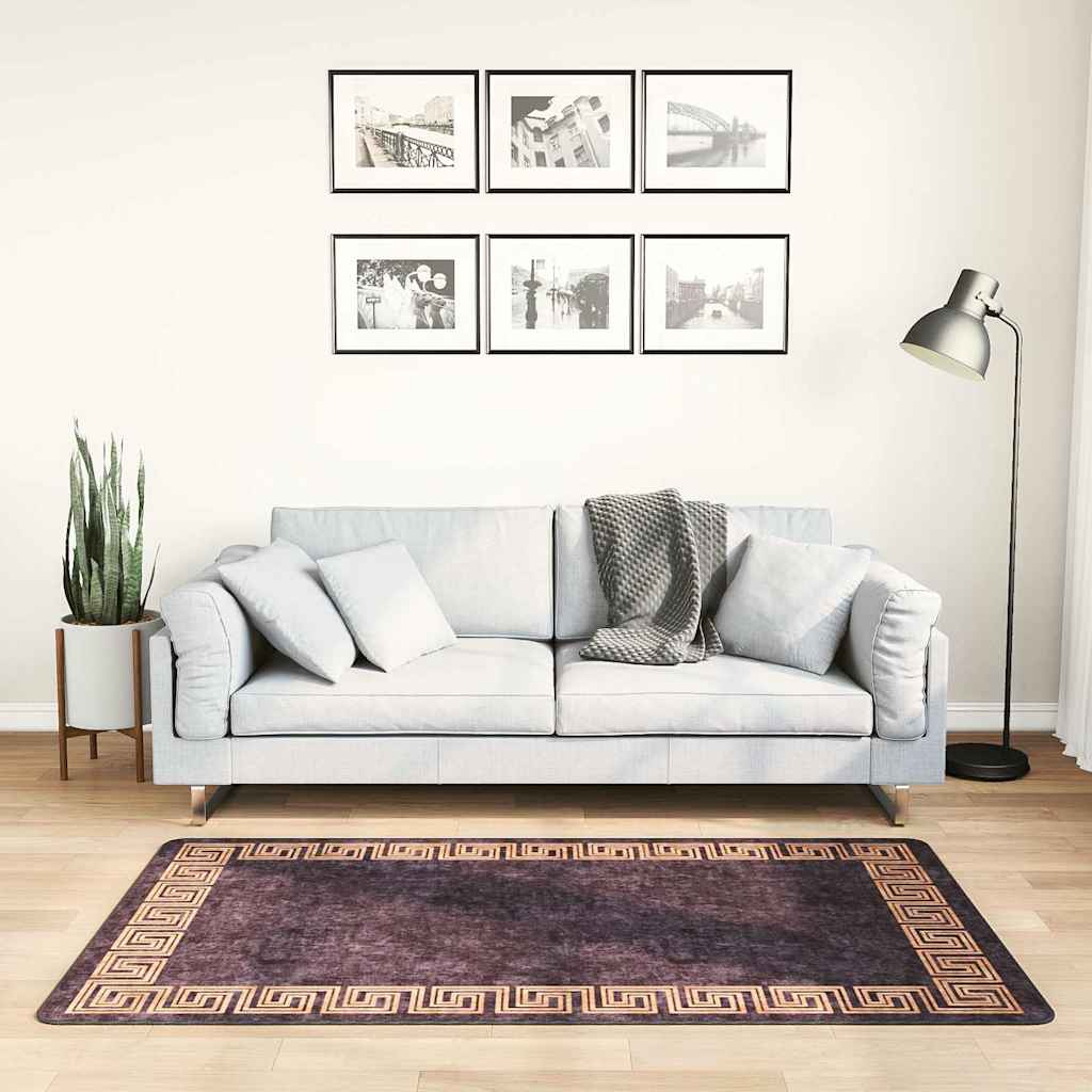 Vidaxl alfombra lavable con lavado de 80x150 cm de color negro y dorado