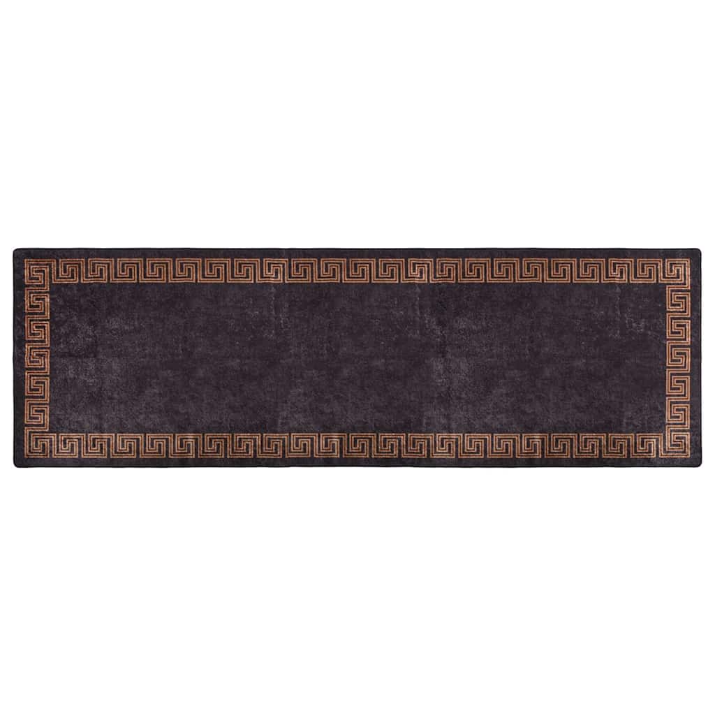 Vidaxl RUG LAVABLE ANTI-SLIP 80x300 cm de color negro y dorado