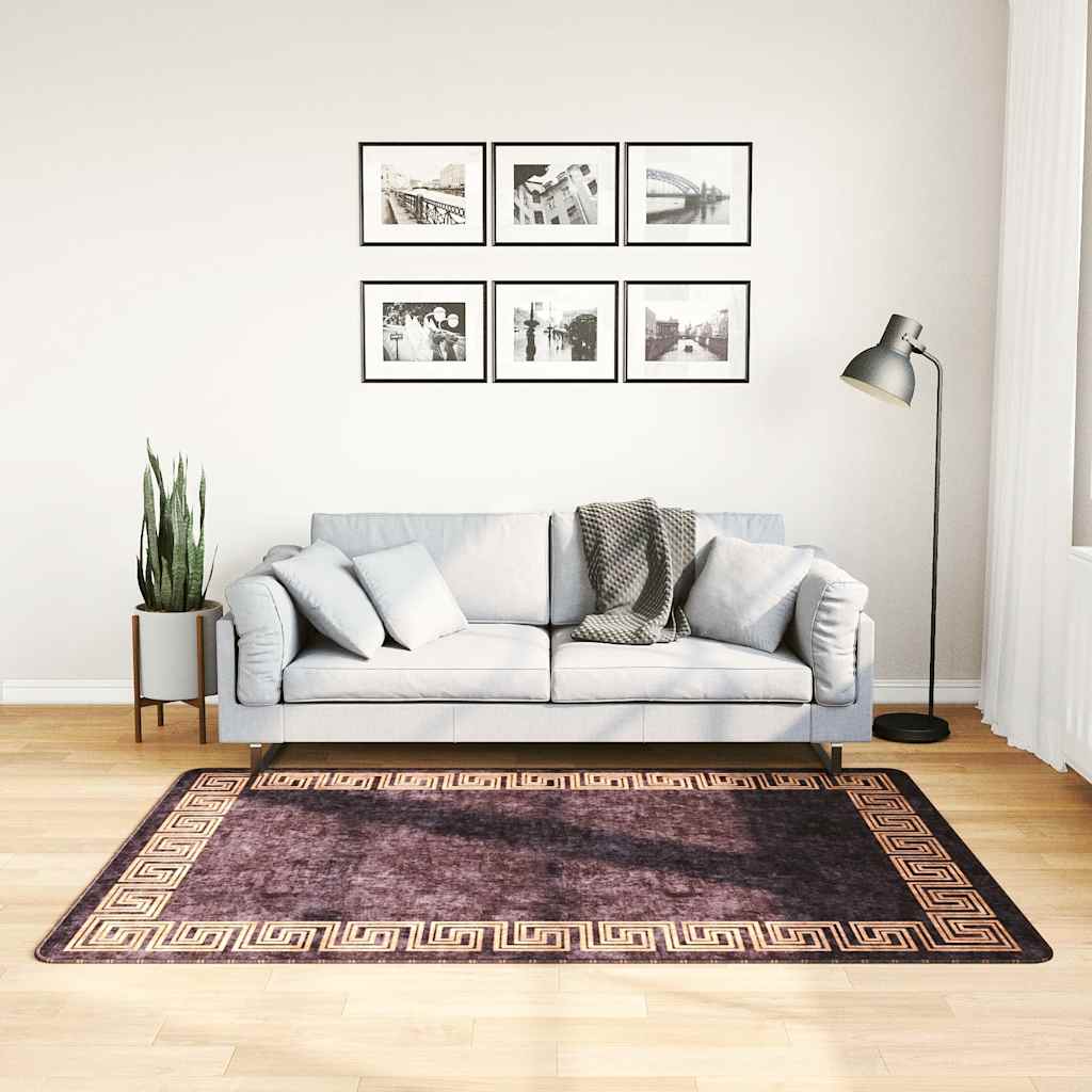 Vidaxl RUG LAVABLE ANTI-SLIP 120x180 cm de color negro y dorado