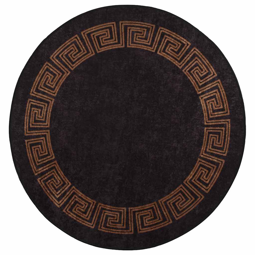 Alfombra Vidaxl lavable anti-slip Ø120 cm de color negro y dorado