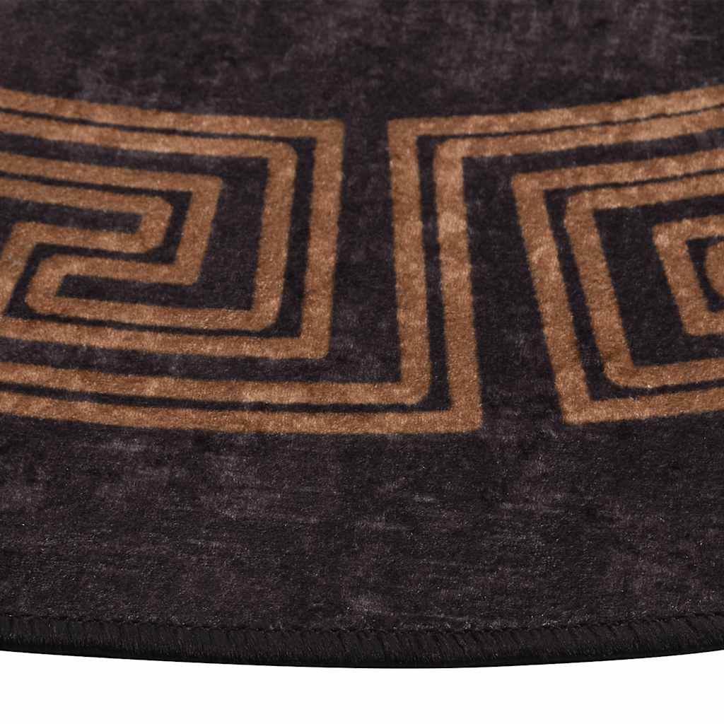 Alfombra Vidaxl lavable anti-slip Ø120 cm de color negro y dorado