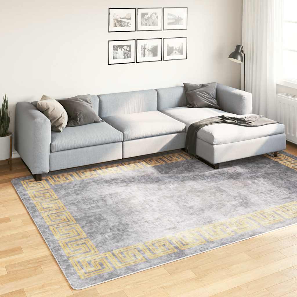RUG VIDAXL Lavable Anti-Slip 190x300 cm Gray