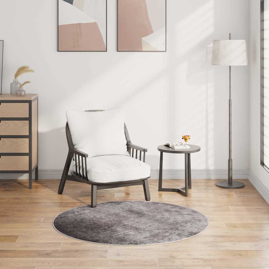 Vidaxl alfombra lavable anti-slip Ø120 cm gris