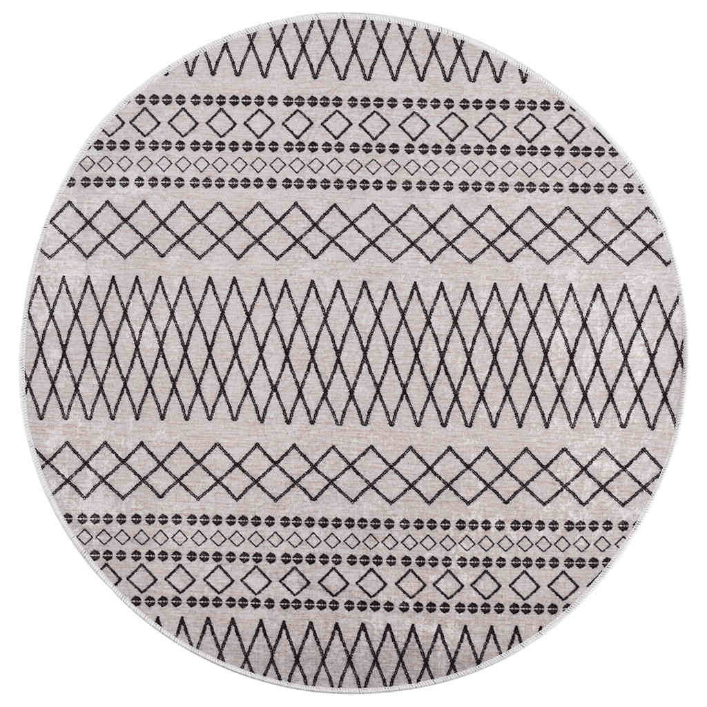 Tappeto vidaxl lavabile antiscivolo Ø120 cm bianco e nero