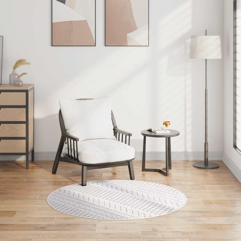 Tappeto vidaxl lavabile antiscivolo Ø120 cm bianco e nero