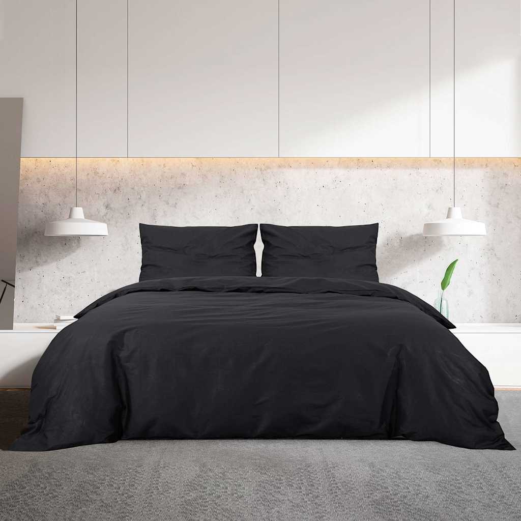 Vidaxl Duvet Overlay Set leggero microfibra 200x200 cm Nero