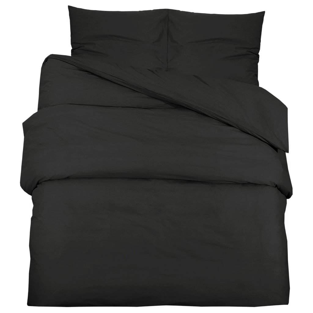 Vidaxl Duvet Overlay Set leggero 220x240 cm Microfibra nera