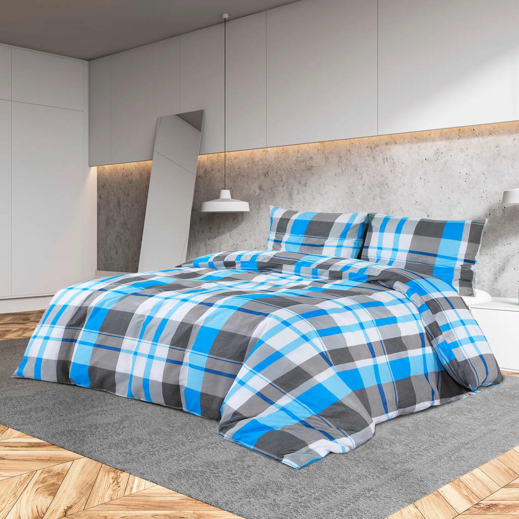Set copripiumino Vidaxx 240x220 cm cotone blu e grigio