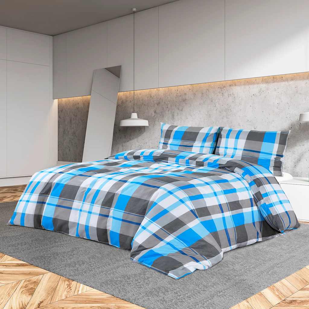 Vidaxx juego de funda nórdica 260x240 cm algodón azul y gris
