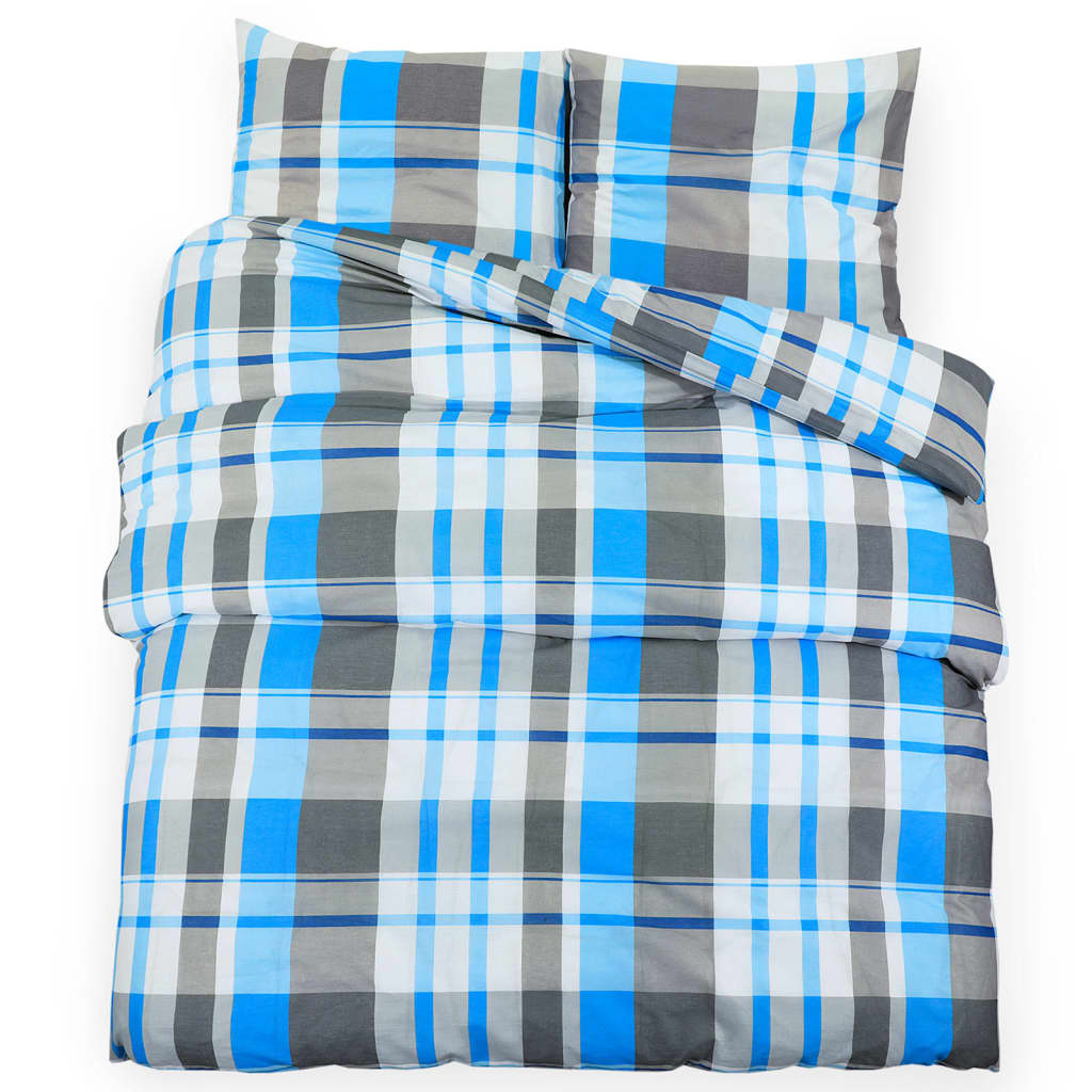 Vidaxl Duvet Superay Set 200x200 cm Blu di cotone e grigio