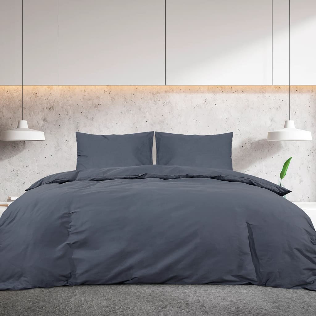 Vidaxl Duvet Superlay Set 135x200 cm de algodón antracita -Coled