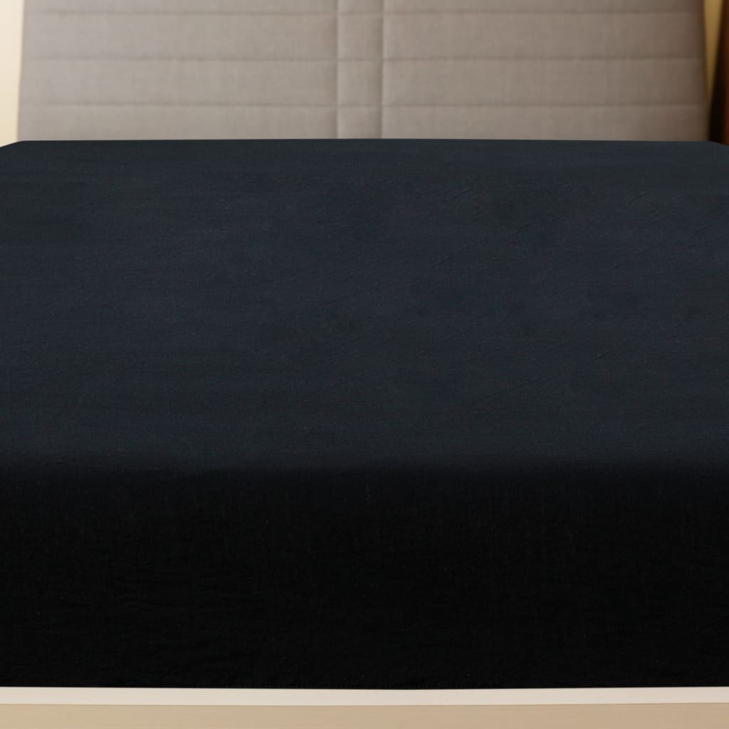 Fogli montati Vidaxl 2 St Jersey 100x200 cm di cotone nero
