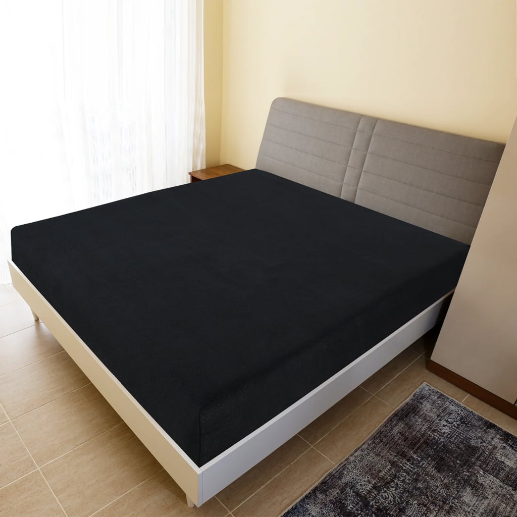 Vidaxl Foglio a monte Jersey 160x200 cm di cotone nero
