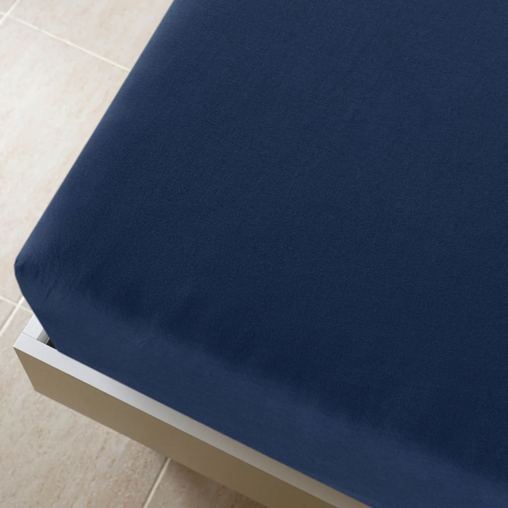 Hojas ajustadas Vidaxl 2 ST Jersey 90x200 cm Algodón azul marino
