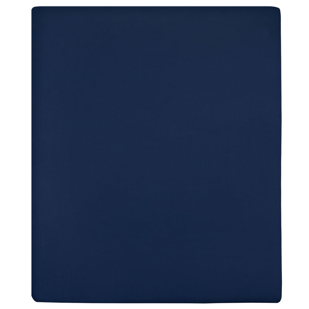 Hojas ajustadas Vidaxl 2 ST Jersey 180x200 cm de algodón marino azul