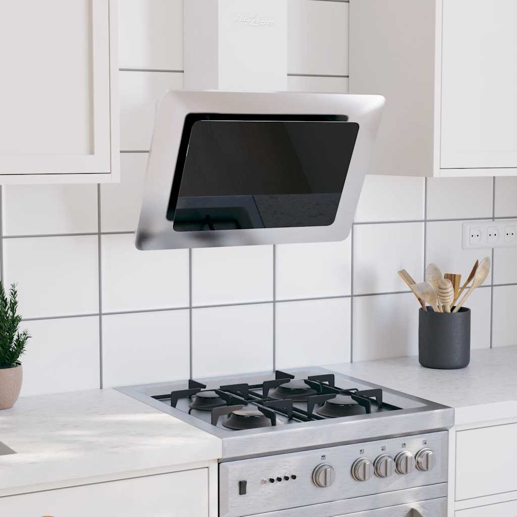 Vidaxl Capucha de extractor de pared de 60 cm de acero inoxidable de vidrio endurecido de color plateado