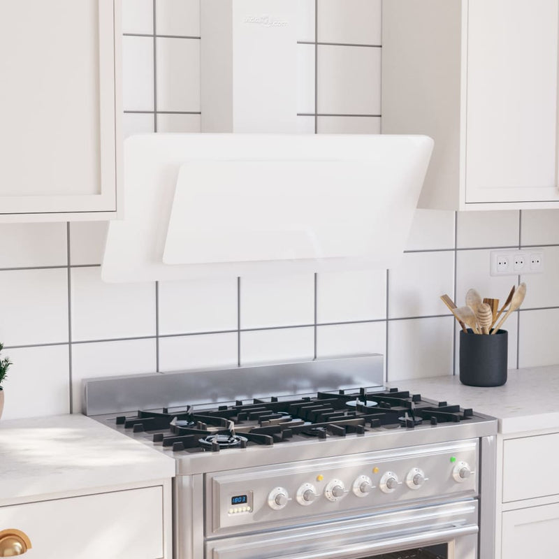 Vidaxl Wall Extractor Hood 90 cm de acero inoxidable y vidrio endurecido blanco