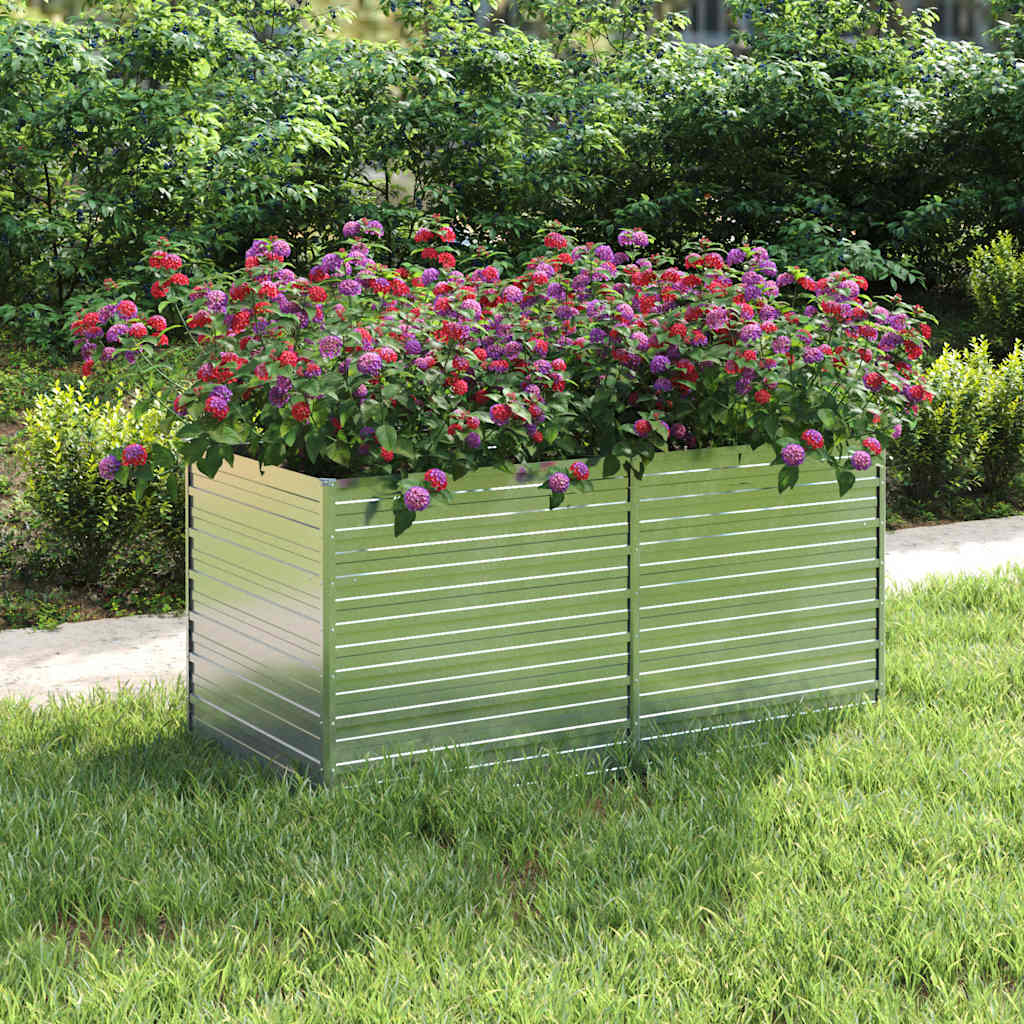 Plantador Vidaxl elevado 160x80x77 cm de acero galvanizado de plata
