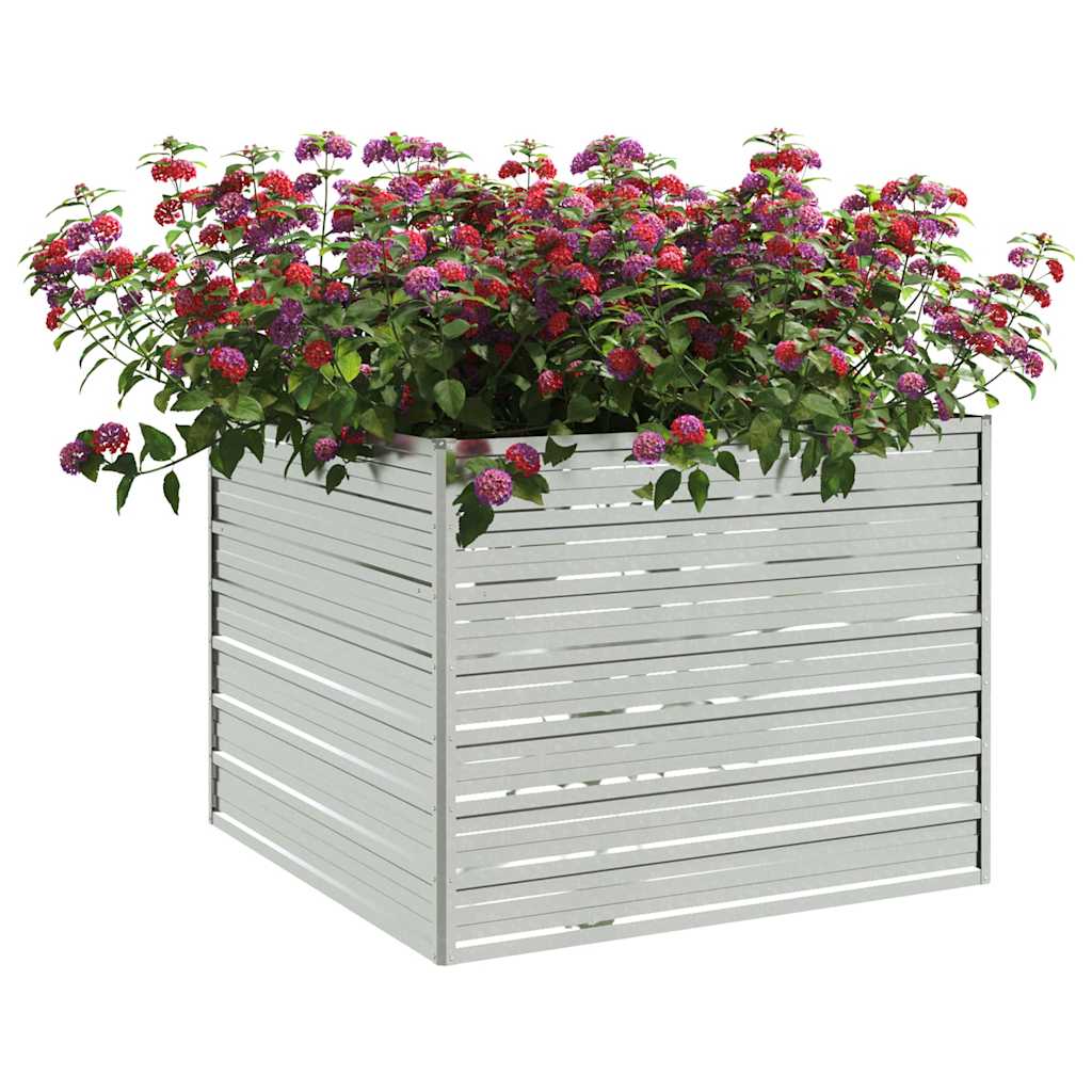 Plantador Vidaxl elevado 100x100x77 cm de acero galvanizado de plata