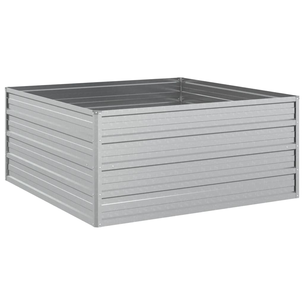 Plantador Vidaxl elevado 100x100x45 cm de acero galvanizado de plata
