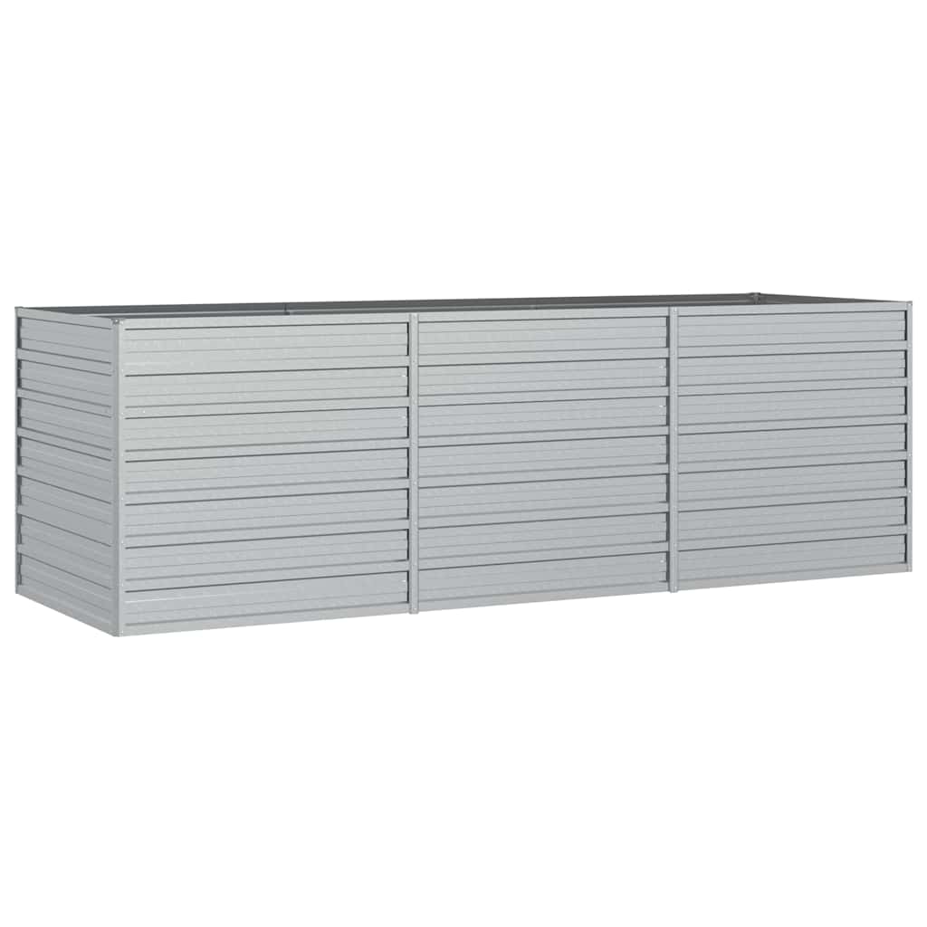 Plantador Vidaxl elevado 240x80x77 cm de acero galvanizado de plata