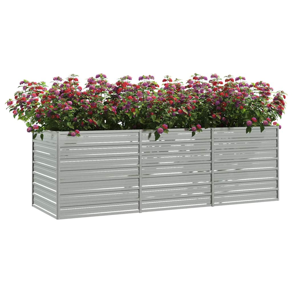Plantador Vidaxl elevado 240x80x77 cm de acero galvanizado de plata