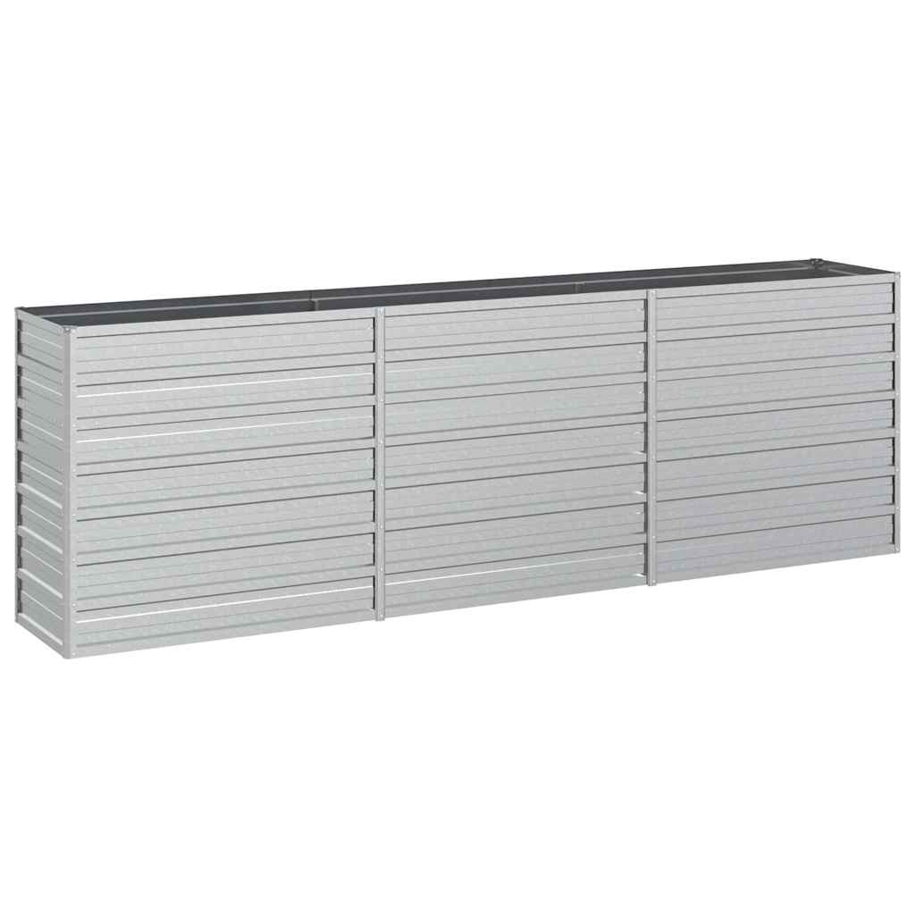 Plantador Vidaxl elevado 240x40x77 cm de acero galvanizado de plata