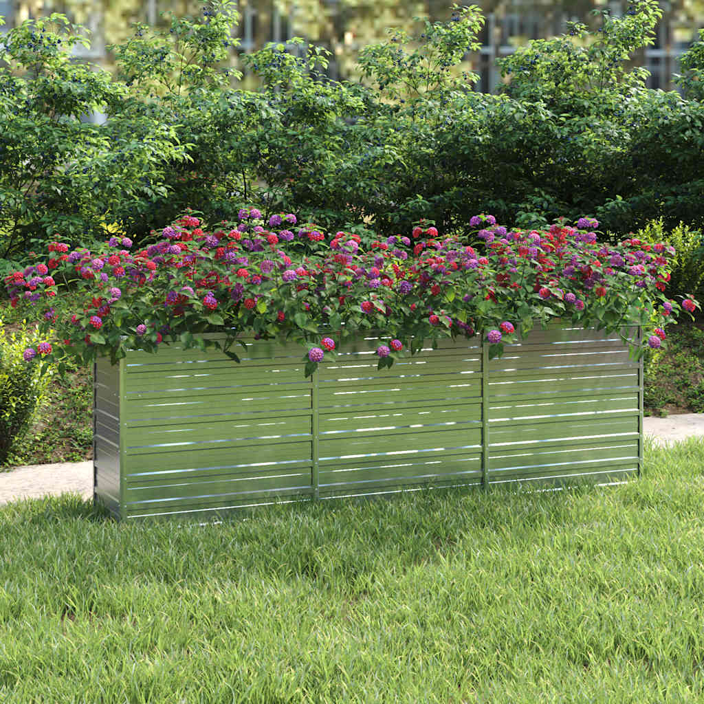 Plantador Vidaxl elevado 240x40x77 cm de acero galvanizado de plata