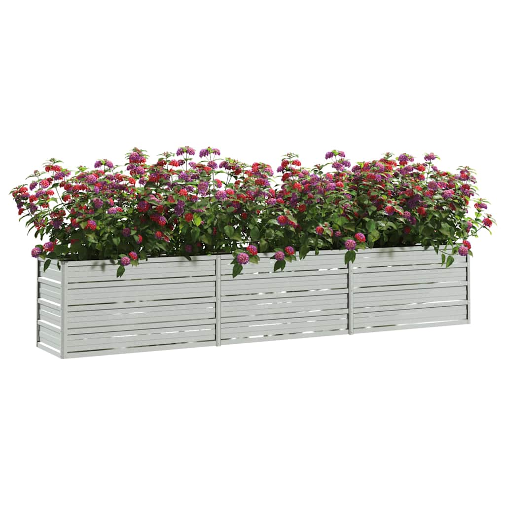 Plantador Vidaxl elevado 240x40x45 cm de acero galvanizado de plata