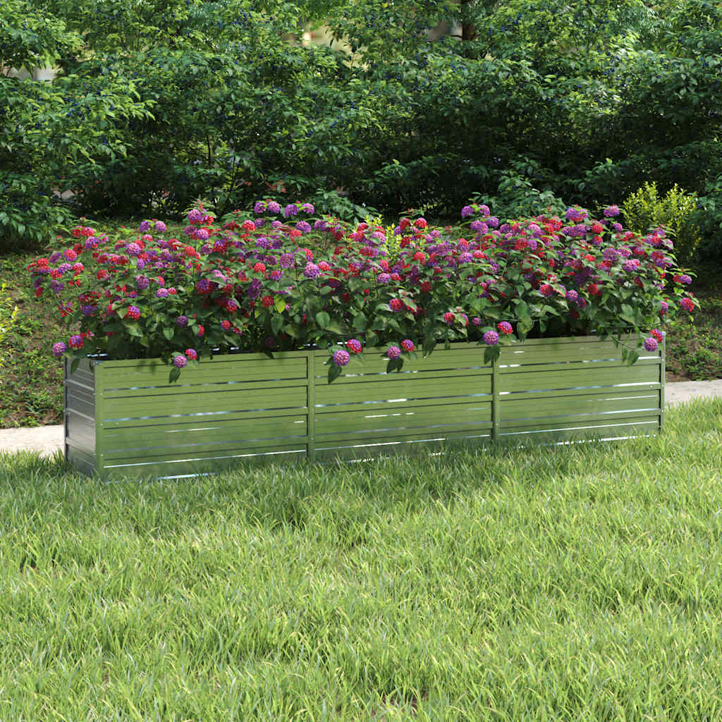 Plantador Vidaxl elevado 240x40x45 cm de acero galvanizado de plata