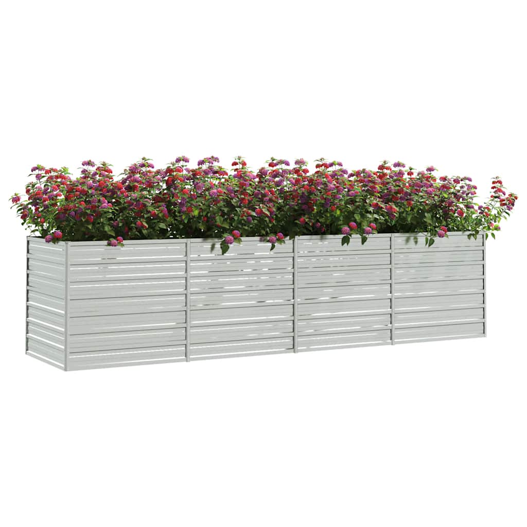 Plantador Vidaxl elevado 320x80x77 cm de acero galvanizado de plata