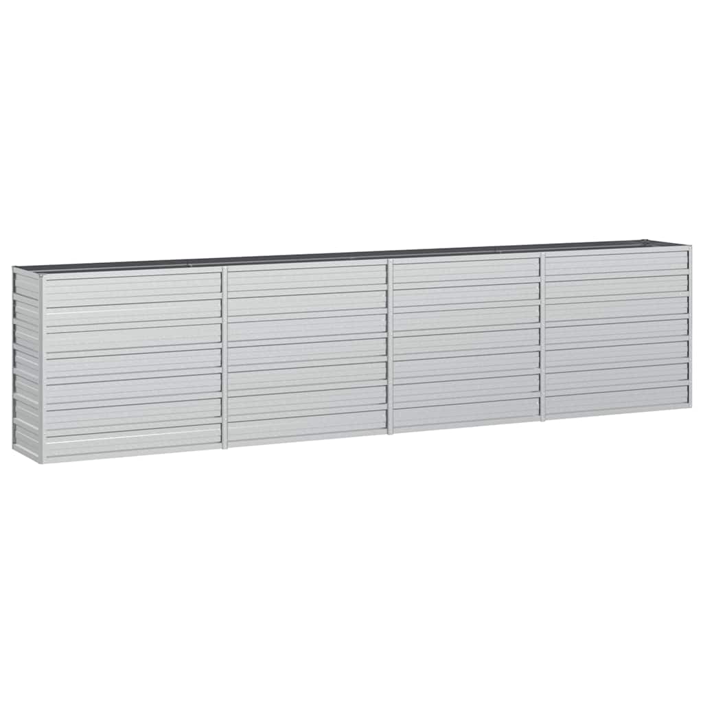 Plantador Vidaxl elevado 320x40x77 cm de acero galvanizado de plata