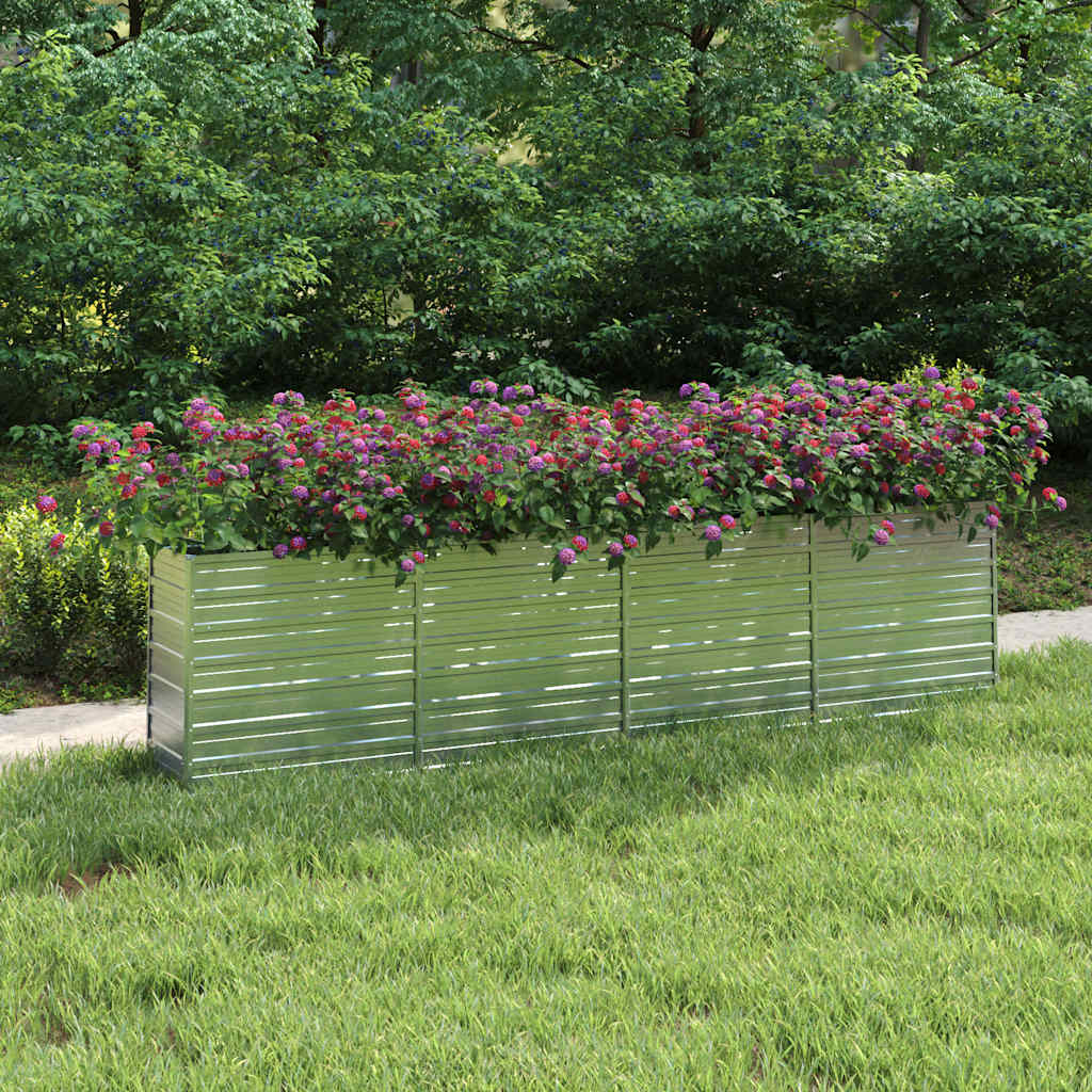 Plantador Vidaxl elevado 320x40x77 cm de acero galvanizado de plata