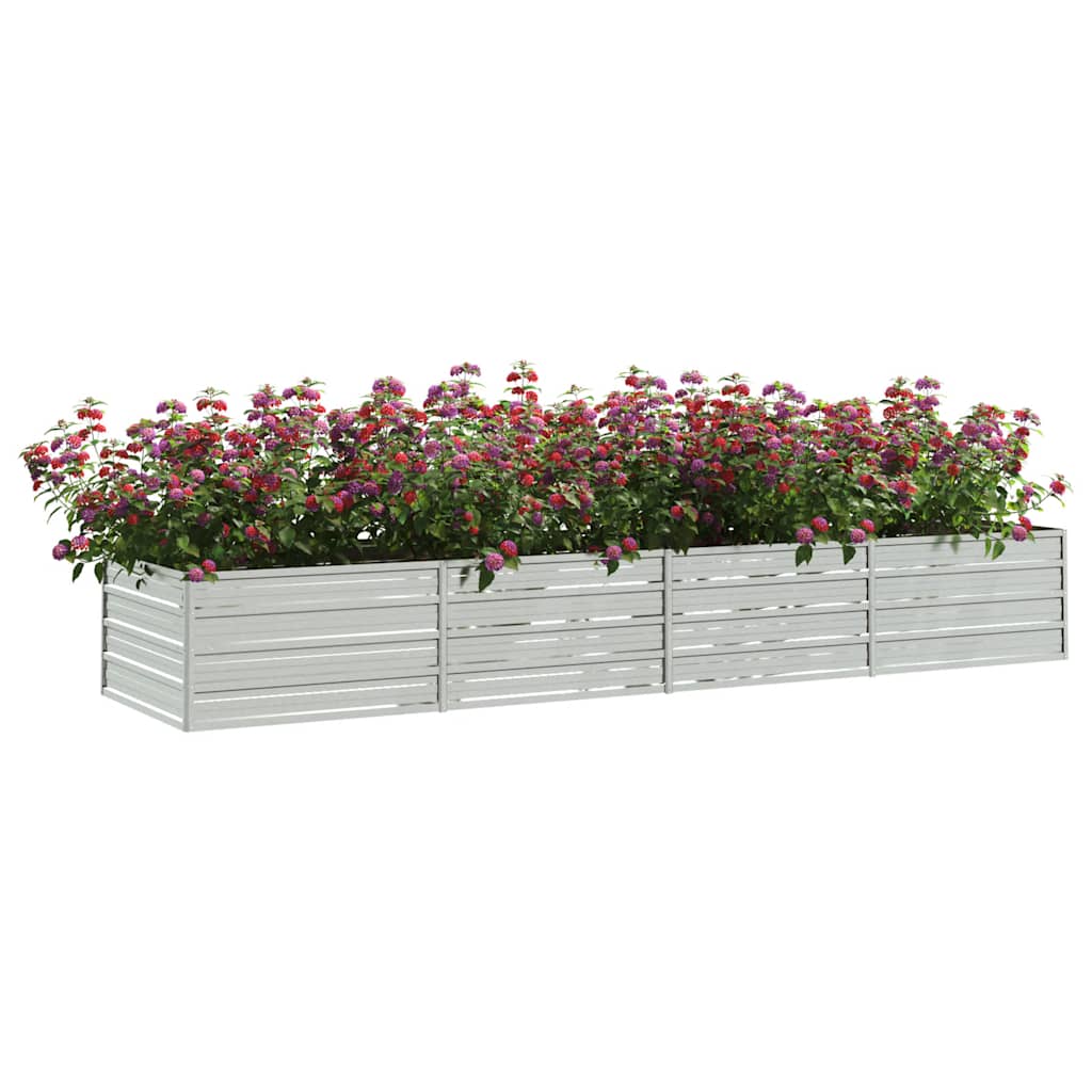 Plantador Vidaxl elevado 320x80x45 cm de acero galvanizado de plata