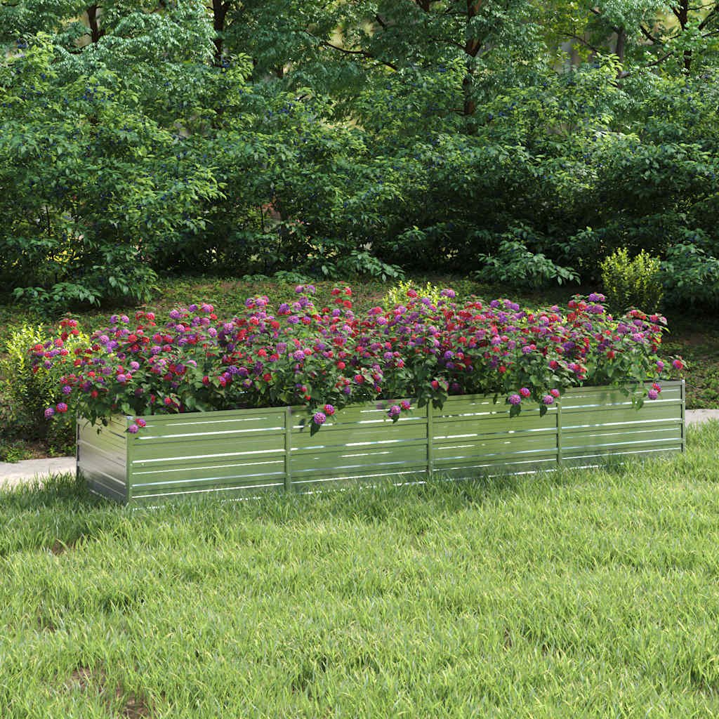 Plantador Vidaxl elevado 320x80x45 cm de acero galvanizado de plata